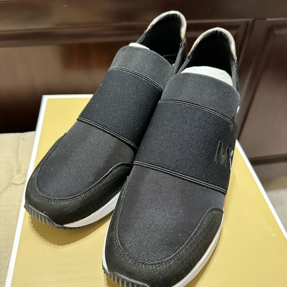 Michael Kors Charcoal Slip-On Sneakers with Elastic Band